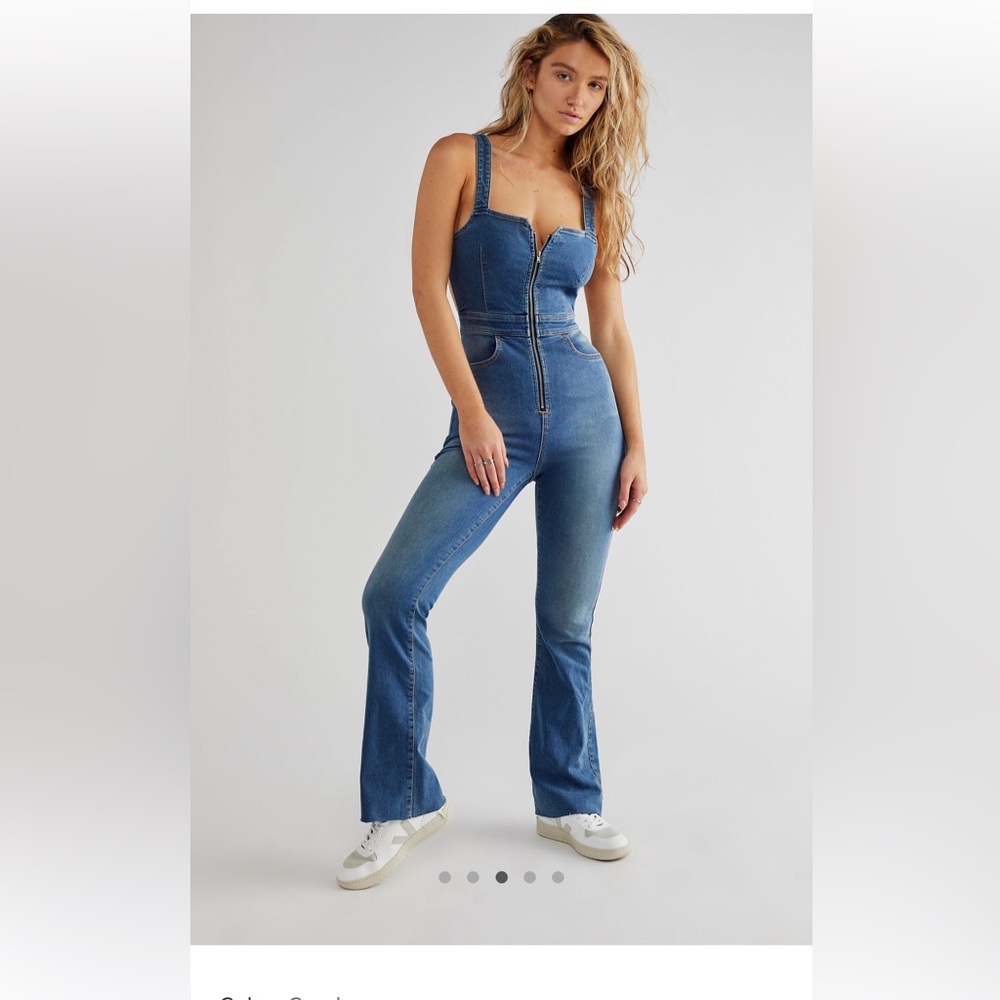 CRVY 2nd Ave One Piece Denim Jumpsuit free people